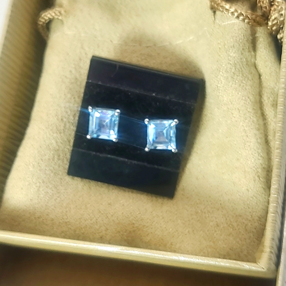 Glacier Topaz studs,2.50ctw sterling silver